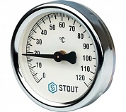 STOUT Термометр биметаллический накладной с пружиной. Корпус Dn 63 мм