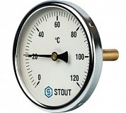 STOUT Термометр биметаллический с погружной гильзой. Корпус Dn 100 мм, гильза 75 мм 1/2"